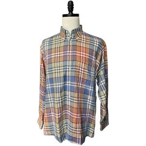 Burberry plaid soft cotton button up long sleeve made in USA shirt | XL
